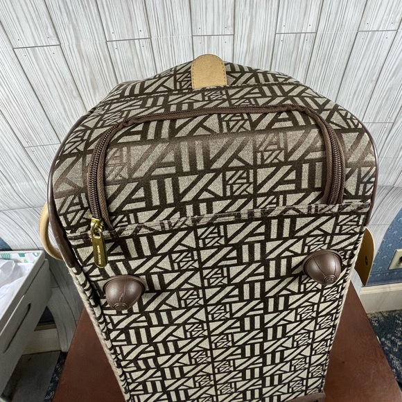 Anne Klein Bags Anne Klein Jacquard Brown Wheeled Duffle Bag Poshmark